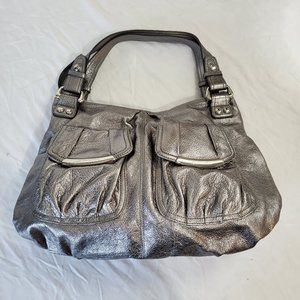 b. makowsky Silver Metallic Handbag